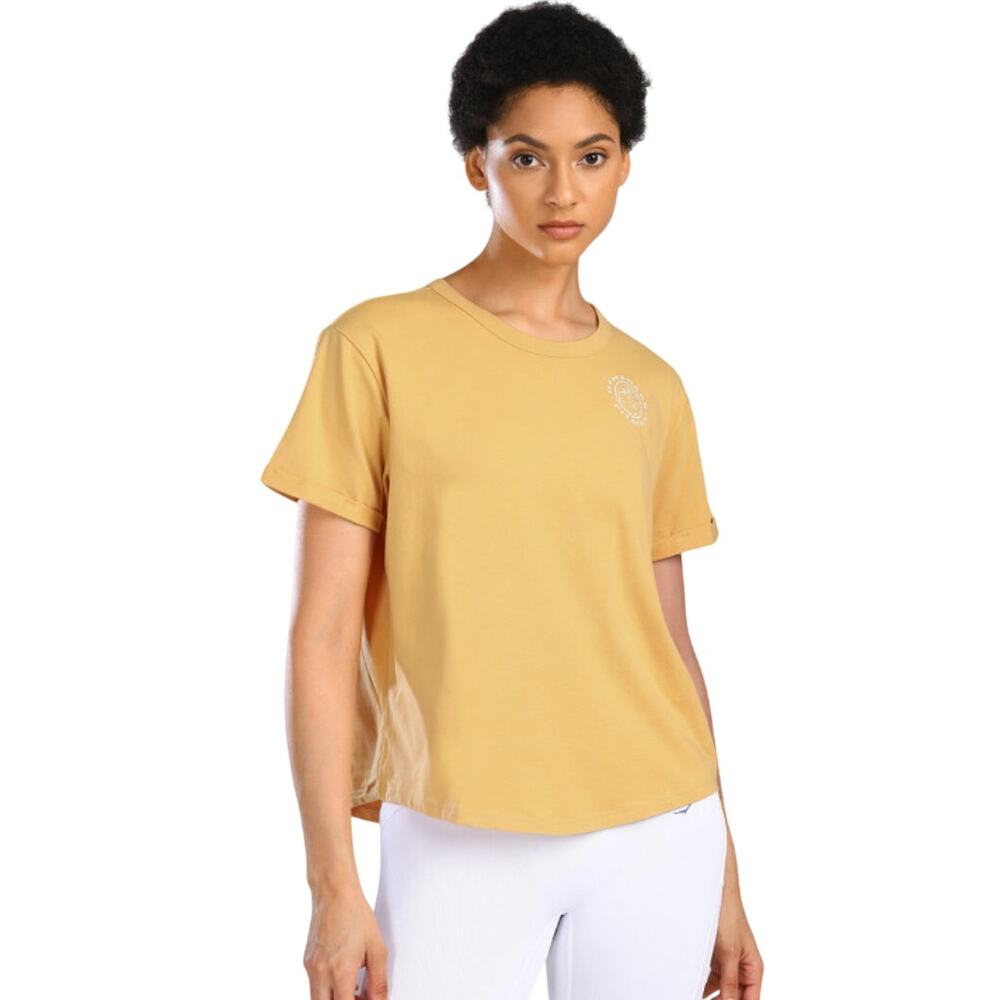GymShark Back Print GFX Legacy TShirt Mustard Yellow Short Sleeve Women's Medium